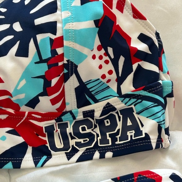 US Polo Association Tropical Bikini Red White Blue USPA - Picture 4 of 9